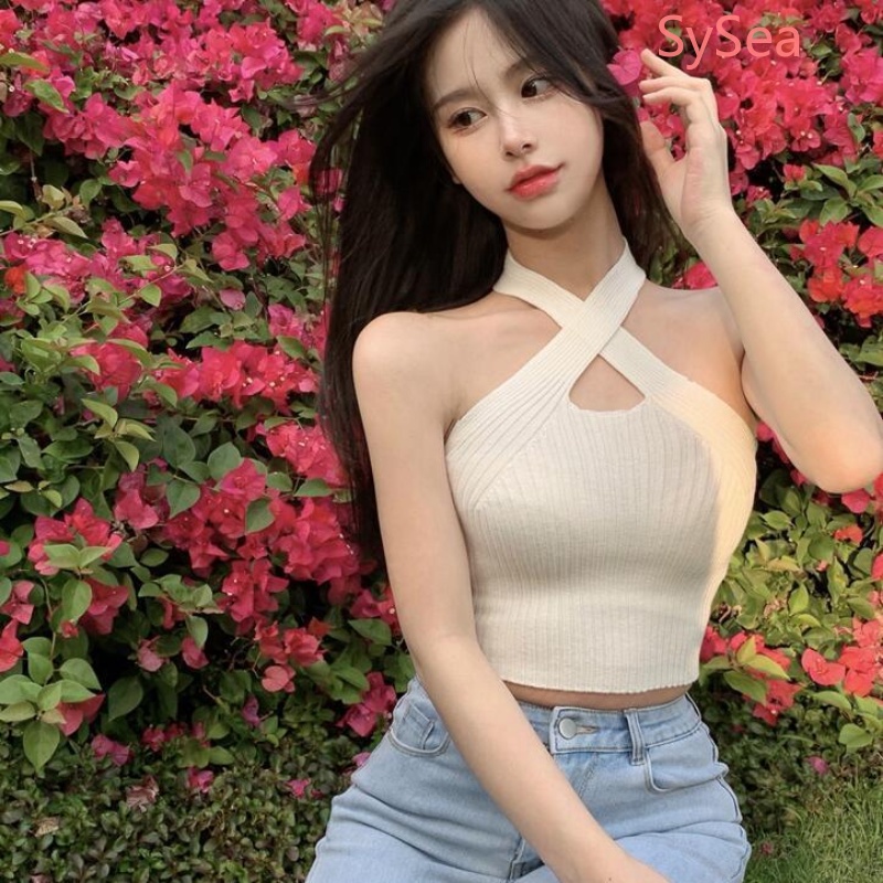 Áo Dệt Kim Hai Dây Chéo Lưng Thời Trang Gợi Cảm Cho Nữ