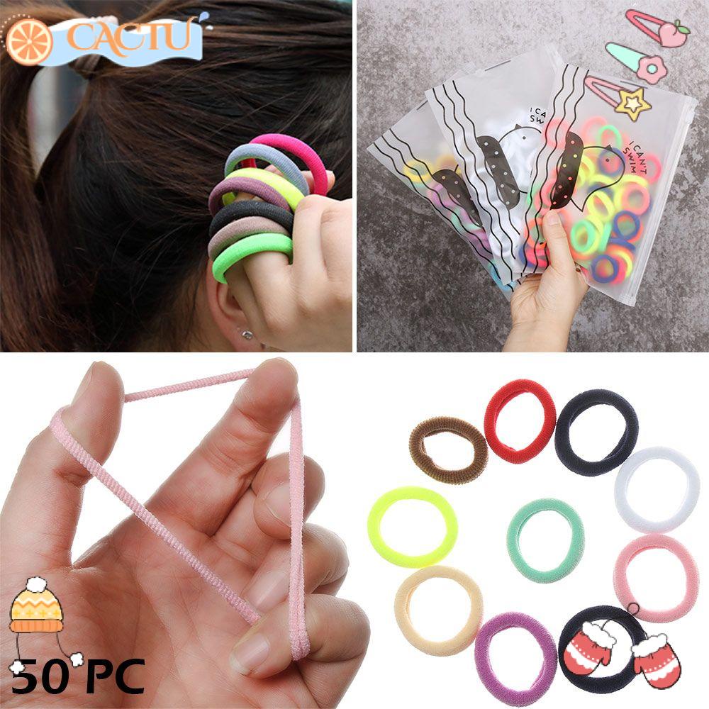 Bộ 50 Dây Buộc Tóc Bằng Cao Su Đàn Hồi Dành Cho Trẻ Em