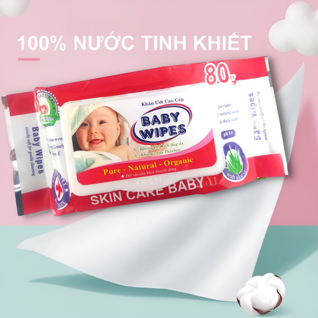 Khăn Giấy Ướt Baby Wipes - Khăn Ướt Cho Bé 80 Tờ Ngẫu Nhiên