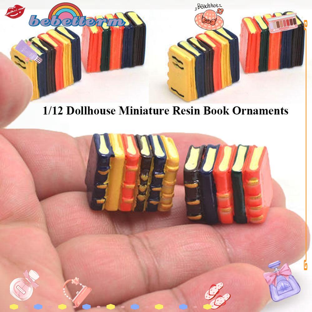Set 2 Mô Hình Quyển Sách Mini Bằng Nhựa Resin Trang Trí Nhà Búp Bê