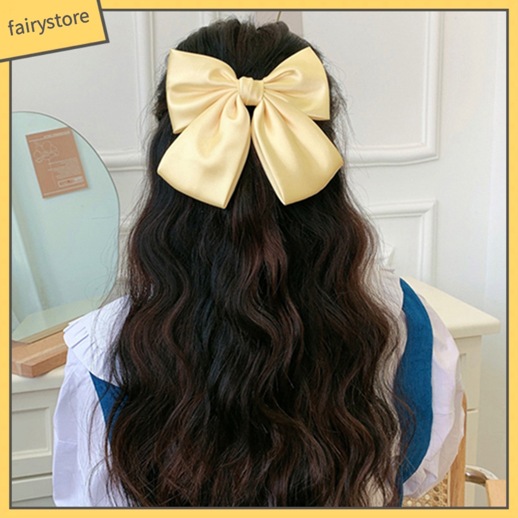 Kẹp Tóc Nơ Màu Trơn Thời Trang Dành Cho Nữ