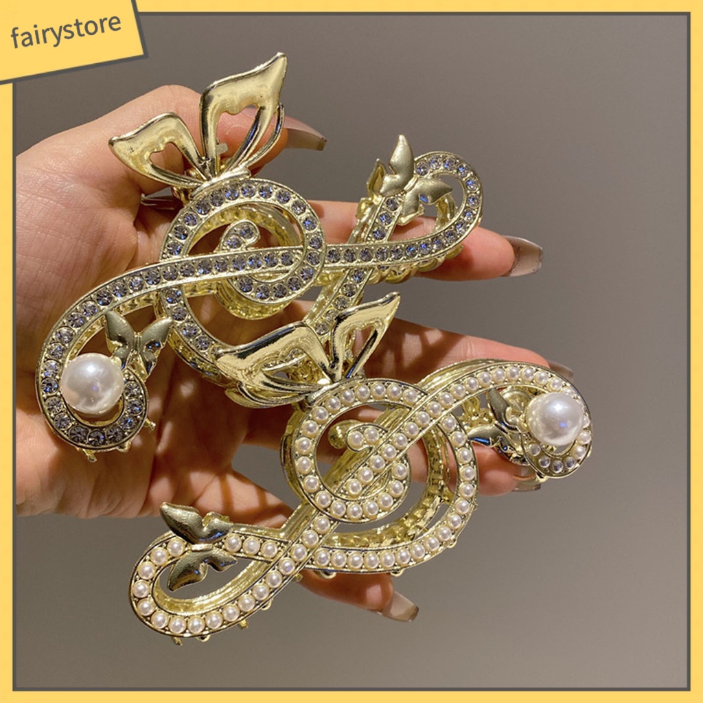 Kẹp Tóc Càng Cua Đính Đá Ngọc Trai Giả Hình Vảy Cá / Bướm Chống Trượt Trang Trí Tóc Đuôi Ngựa