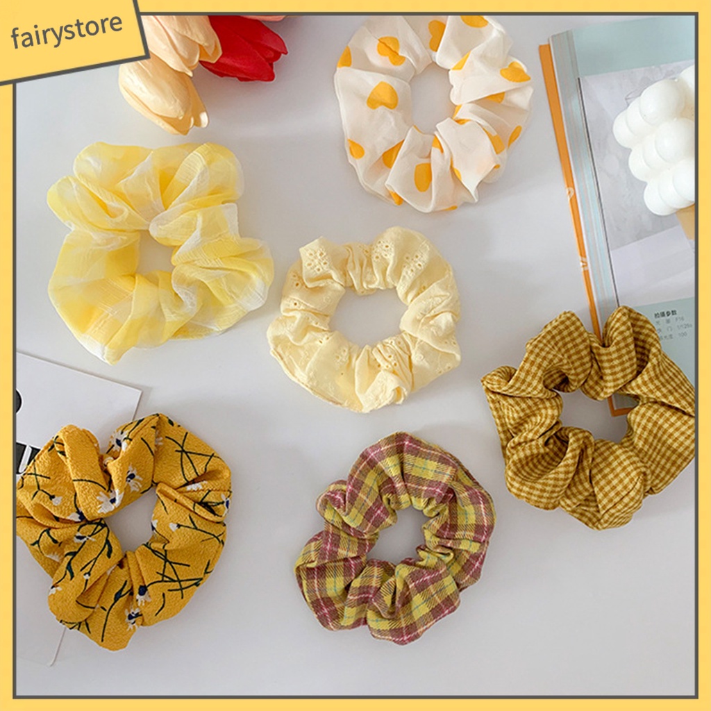 Dây Buộc Tóc Co Giãn Chống Trượt Chống Rơi In Họa Tiết Hoa Xinh Xắn Cho Nữ