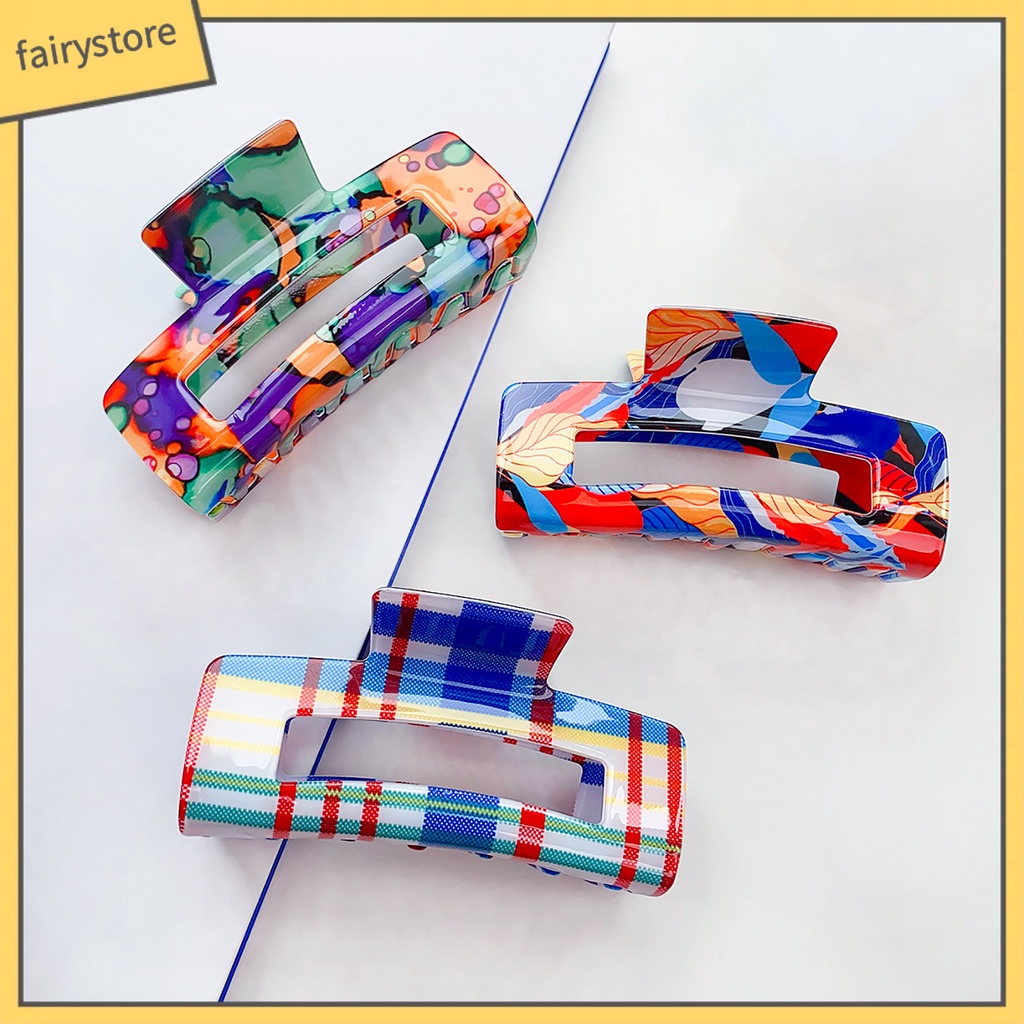 Kẹp Tóc Càng Cua In Họa Tiết Da Báo Màu Sắc Tương Phản Phong Cách Vintage