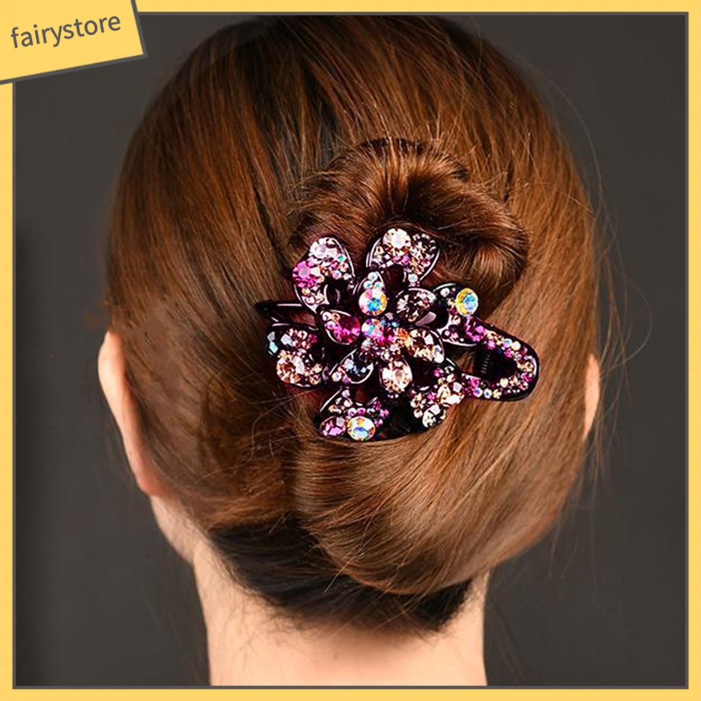 Kẹp Tóc Hình Hoa Đính Đá Bằng Acrylic Chống Trượt Dành Cho Nữ