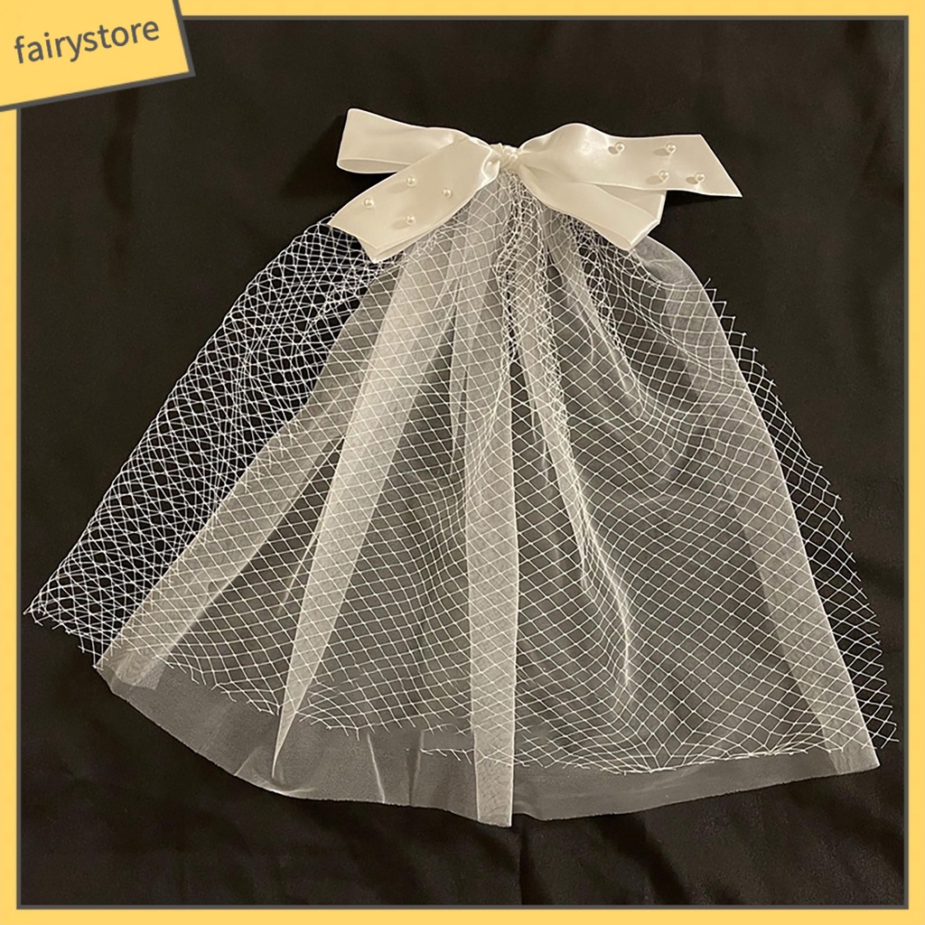 Kẹp Tóc Đính Nơ Vải Tuyn Màu Trắng Dùng Làm Đạo Cụ Chụp Ảnh