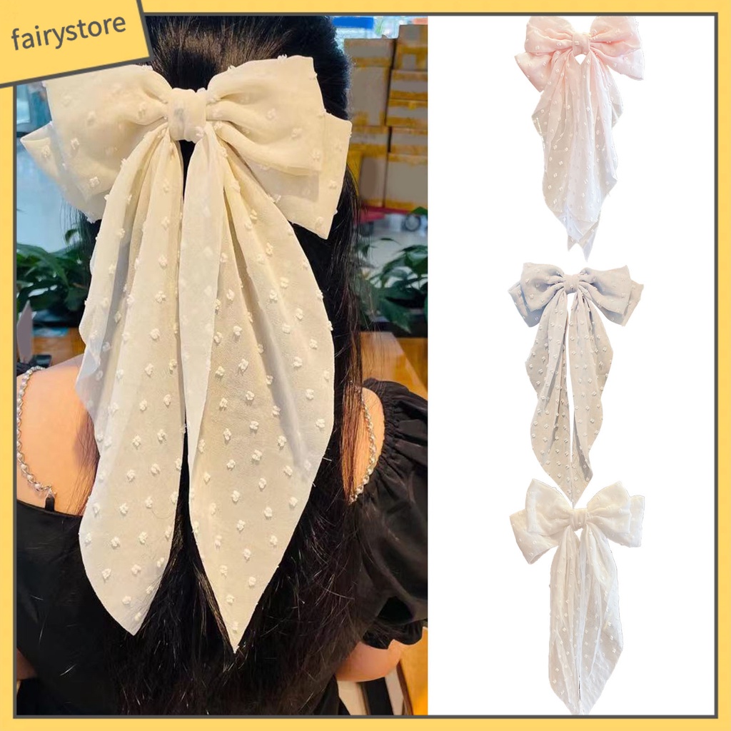 Kẹp Tóc Nơ Phối Dây Ruy Băng Tua Rua Chống Trượt Trang Trí Tóc Cho Nữ