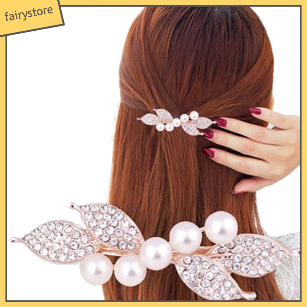 Kẹp Tóc Hình Nơ Đính Ngọc Trai Giả Thanh Lịch Cho Nữ