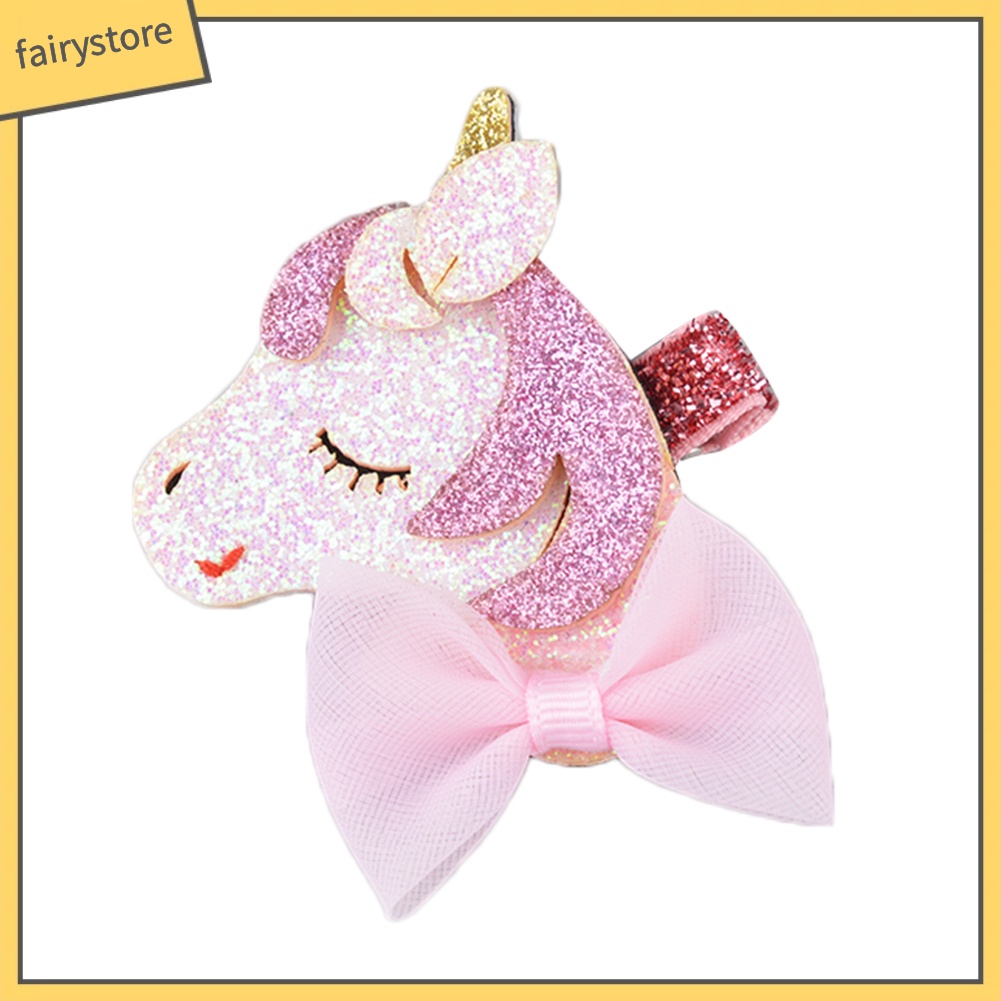 Kẹp Tóc Hình Kỳ Lân Màu Cầu Vồng Lấp Lánh Thời Trang Cho Bé Gái
