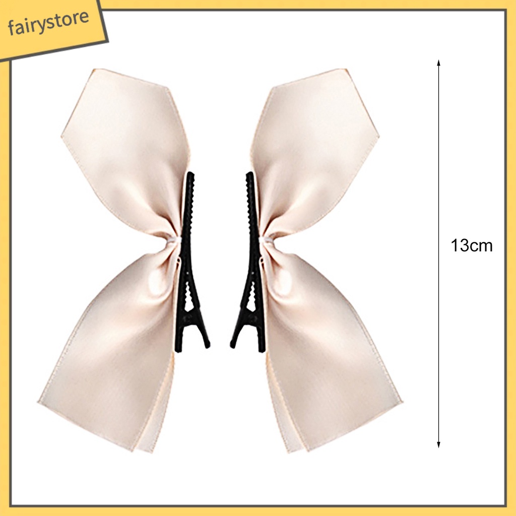 Kẹp Tóc Hình Nơ Co Giãn Màu Trơn Đơn Giản Dành Cho Nữ