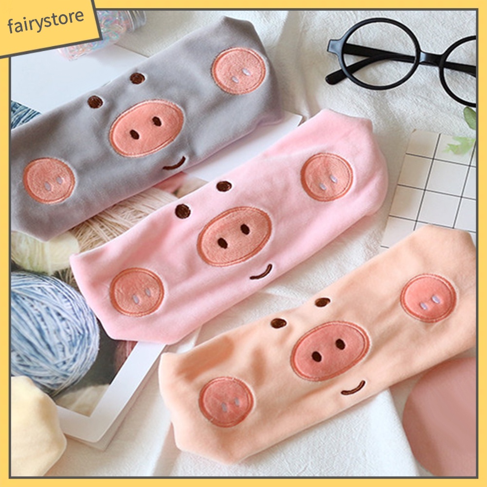 Băng Đô Cài Tóc Vải Mềm Hình Chú Heo Hoạt Hình Đáng Yêu Cho Nữ