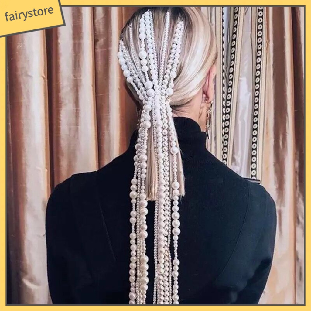 [FRO] Kẹp Tóc Dạng Bện Đính Ngọc Trai Giả Dài Quyến Rũ Cho Cuộc Sống Hàng Ngày