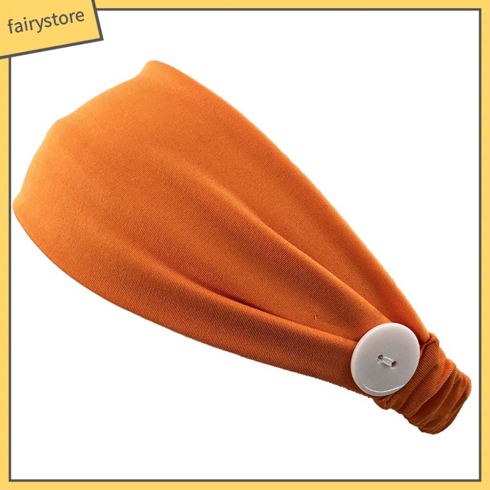 Băng Đô Cài Tóc Co Giãn Thấm Hút Mồ Hôi Phối Nút Dành Cho Nữ