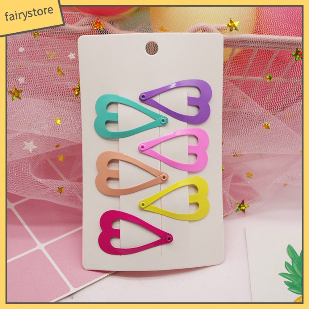 Set 6 Kẹp Tóc Hình Ngôi Sao / Trái Tim Màu Sắc Kẹo Ngọt Dành Cho Bé Gái