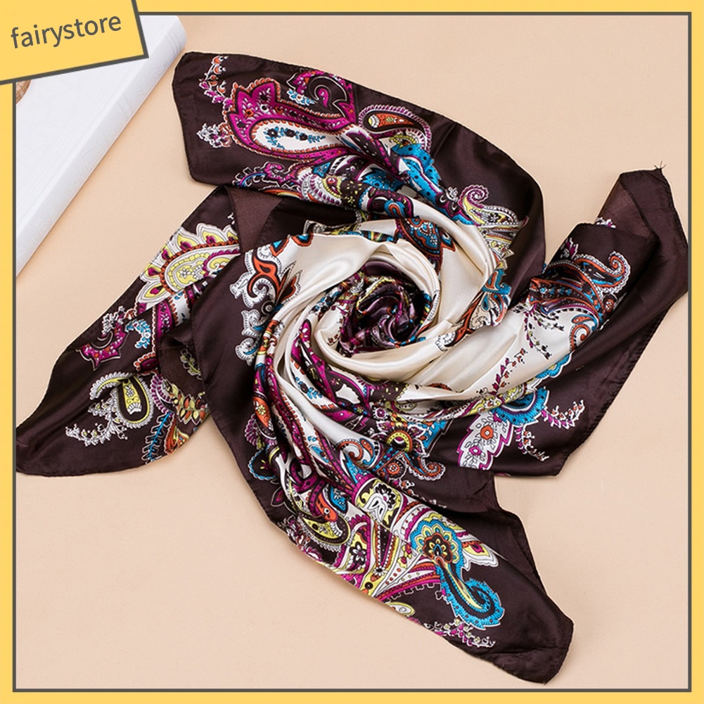 Khăn Lụa Vuông 90x90cm In Họa Tiết Hoa Đa Ứng Dụng Cho Nữ