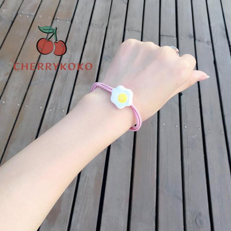 🍒🍒CHERRYKOKO Dây Cột Tóc Cao Su Hình Quả Trứng Ghép Hình Dễ Thương