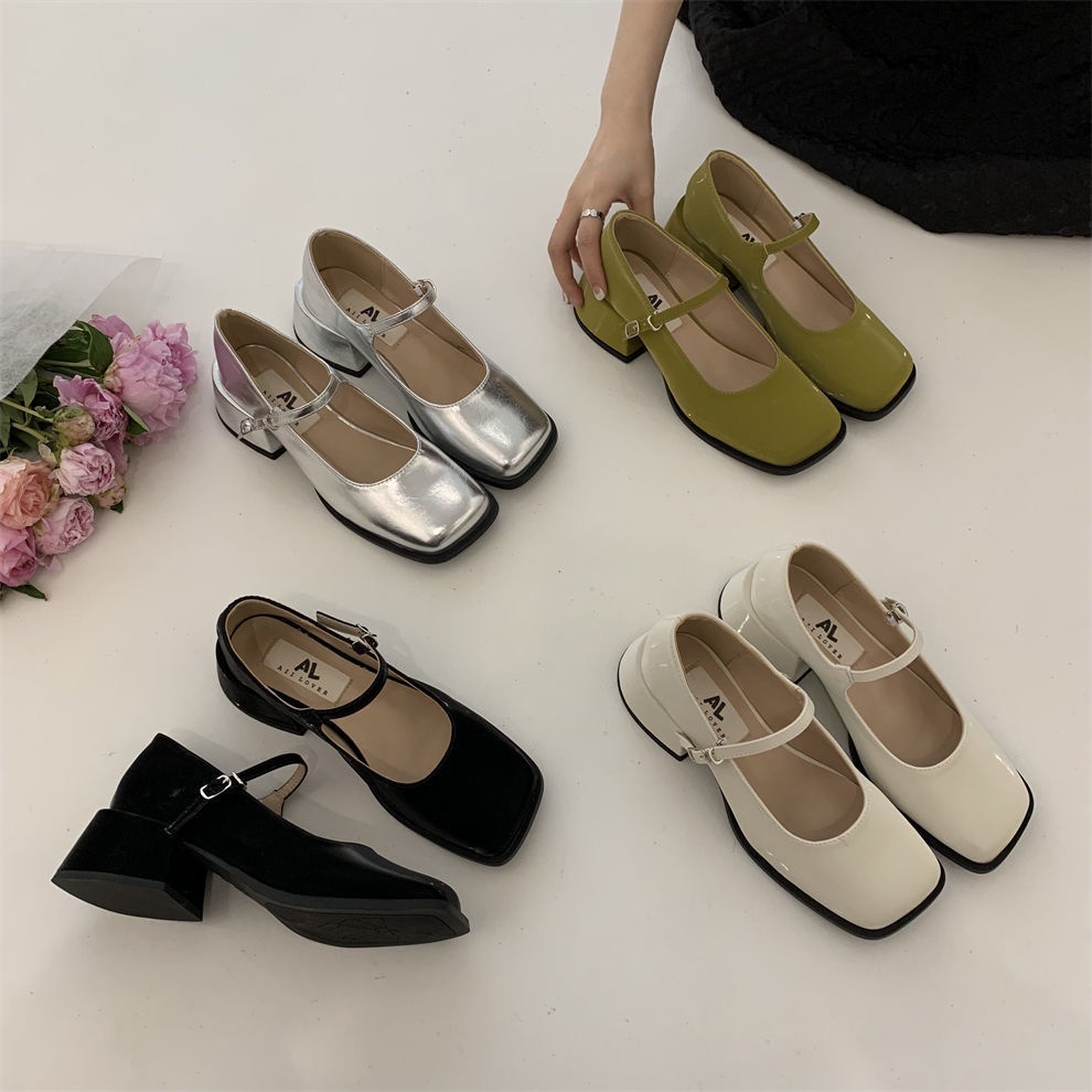 Giày Cao Gót Da Đế Dày Thời Trang Mùa Hè Phong Cách Pháp Cho Nữ