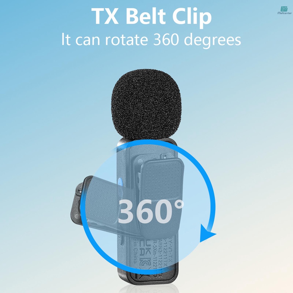 BOYA BY-V20 One-Trigger-Two 2.4G Wireless Microphone System Clip-on Phone Microphone Omnidirectional Mini Lapel Mic Auto Pairing Smart Noise Reduction 50M Transmission Range Replacement for Huawei Sam