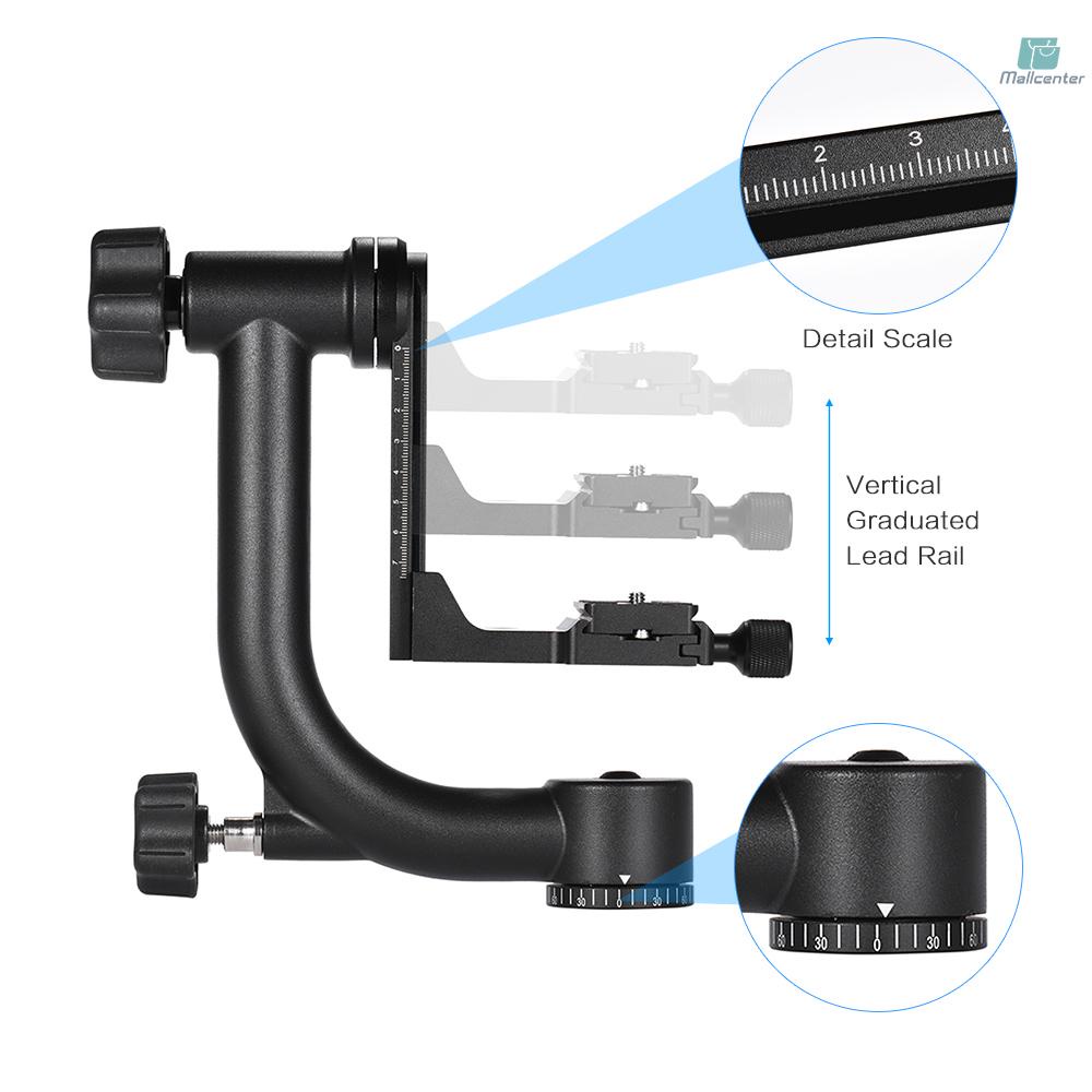 Andoer Heavy Duty Metal Panoramic Gimbal Tripod Head with Arca-Swiss Standard Quick Release Plate Aluminum Alloy, Support 30Lbs/13.6kg for DSLR Camera Camcorder Bird Watching