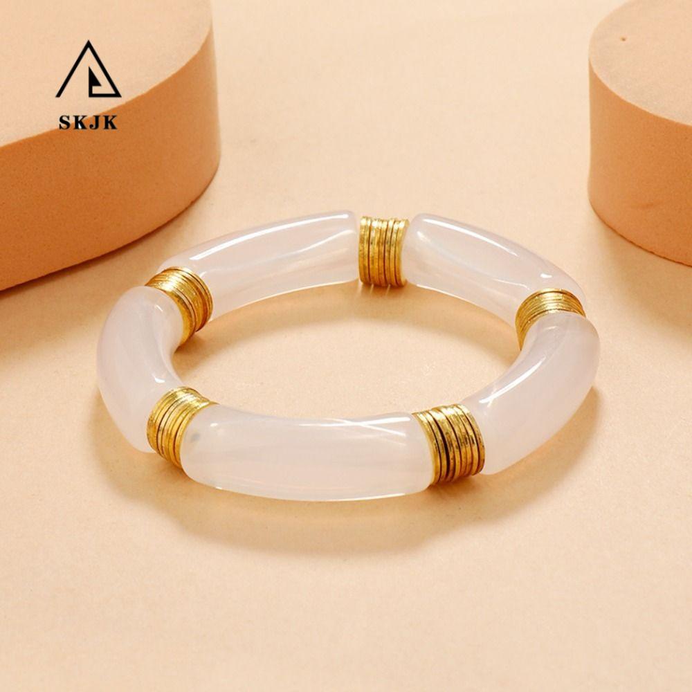 Skjk Vòng Đeo Tay Acrylic Dạng Ống Cong Cổ Điển Khí Chất Thời Trang Bán Chạy Dành Cho Bạn Nữ