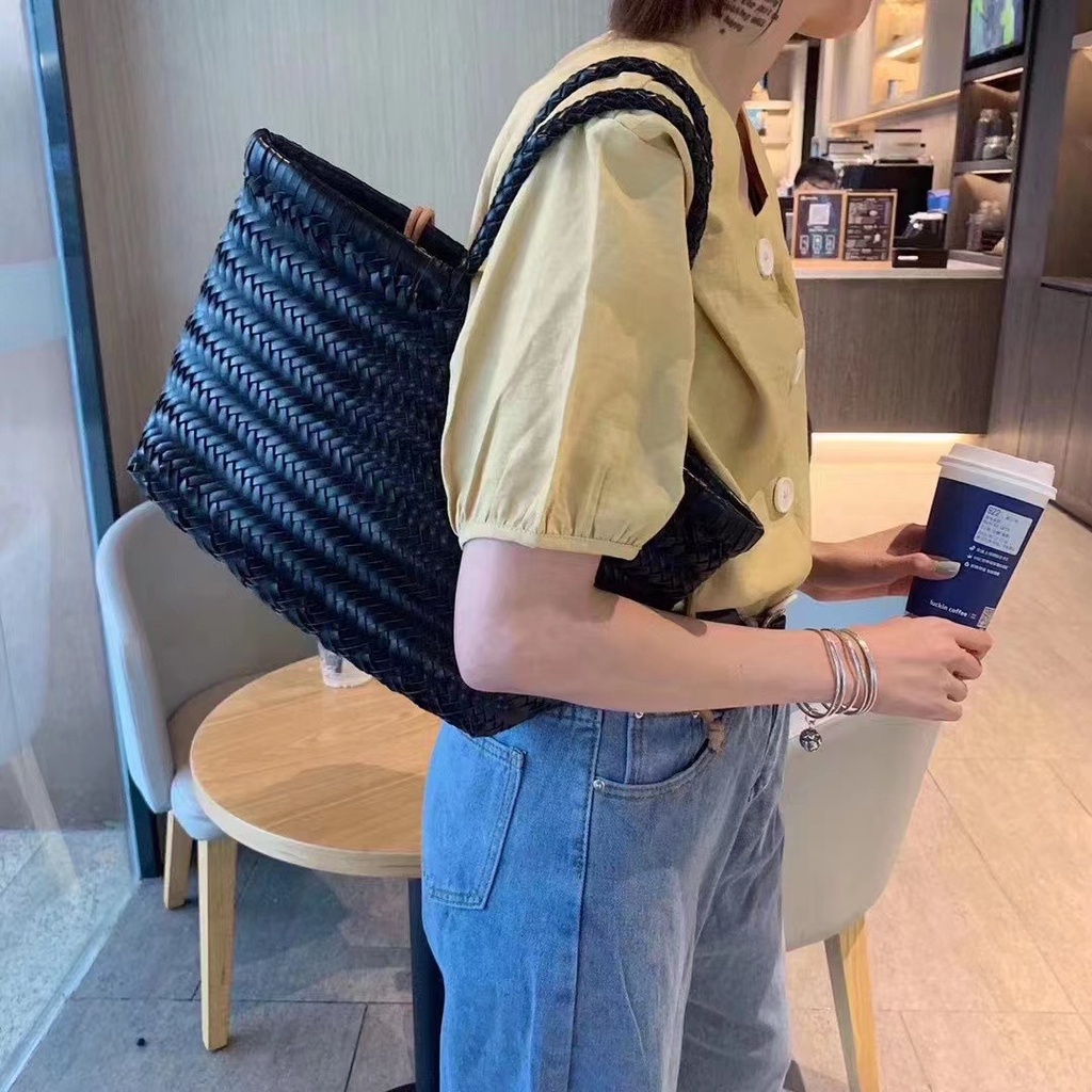 Túi Xách Đan Lát Sức Chứa Lớn Cao Cấp Thời Trang Mùa Hè Theo Phong Cách Pháp Cho Nữ