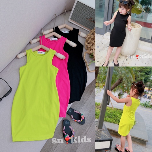 SIZE ĐẠI 10-30KG: Váy body sát nách SN cực sang chảnh cho bé gái - VBSNSN