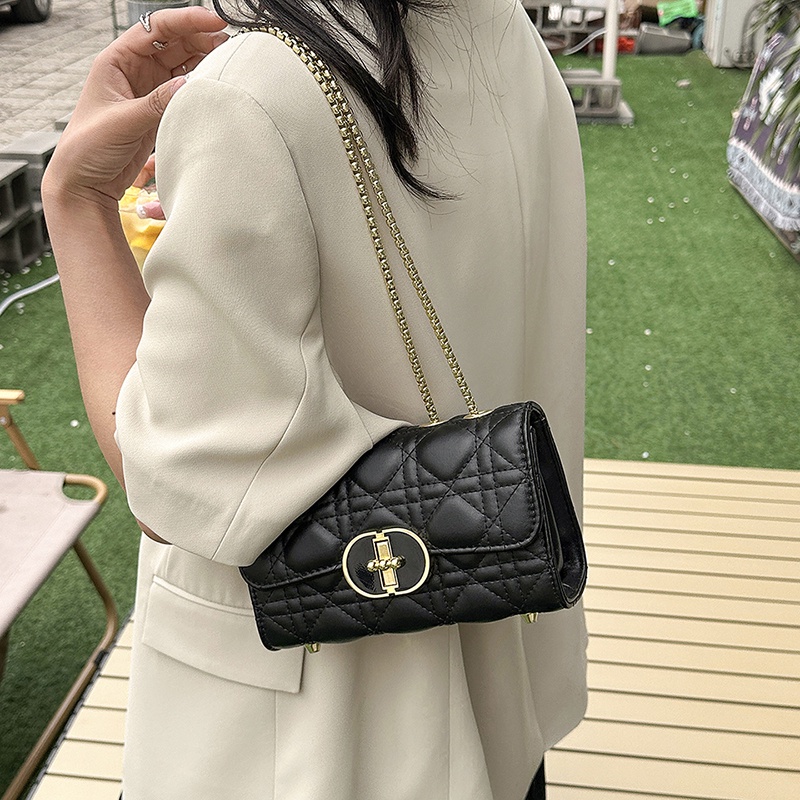 Ielgy Túi Đeo Vai Dây Xích Họa Tiết Quả Dứa Hình Thoi Ghép Màu Tinh Khiết Cá Tính Dành Cho Nữ