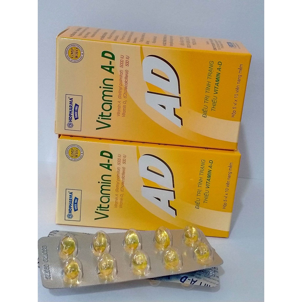 VITAMIN A - D HD Hộp 50 viên cho đôi mắt sáng, xương chắc khỏe.
