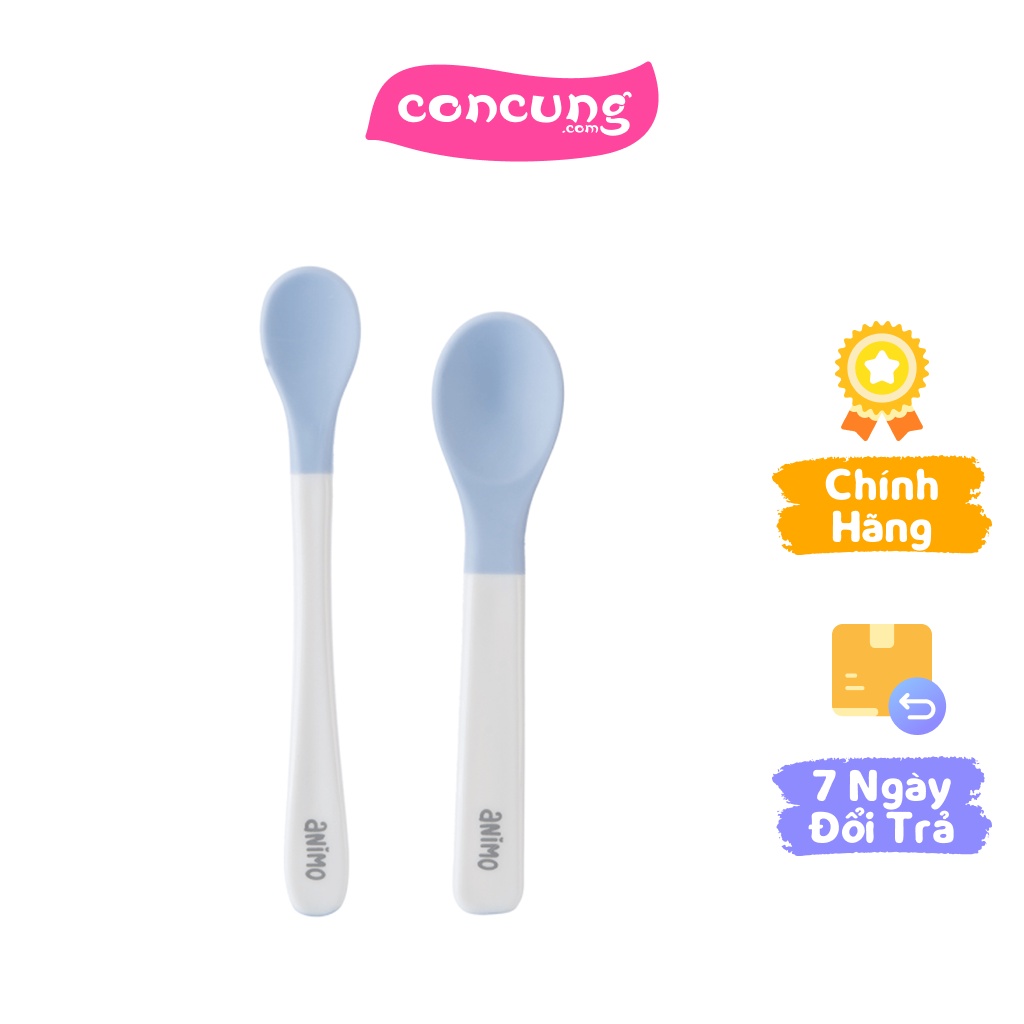 Vỉ 2 muỗng đầu mềm cho bé (xanh, RK3704)