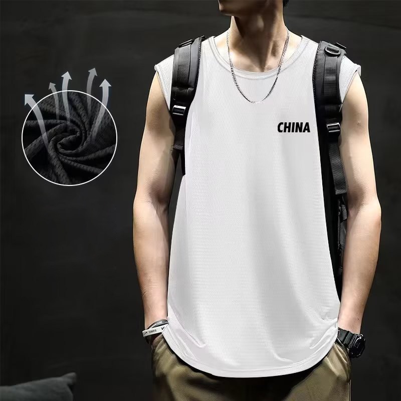 HANLU Áo Thun Thể Thao Sát Nách Vải cotton Thoáng Khí Nhanh Khô Thời Trang Cho Nam