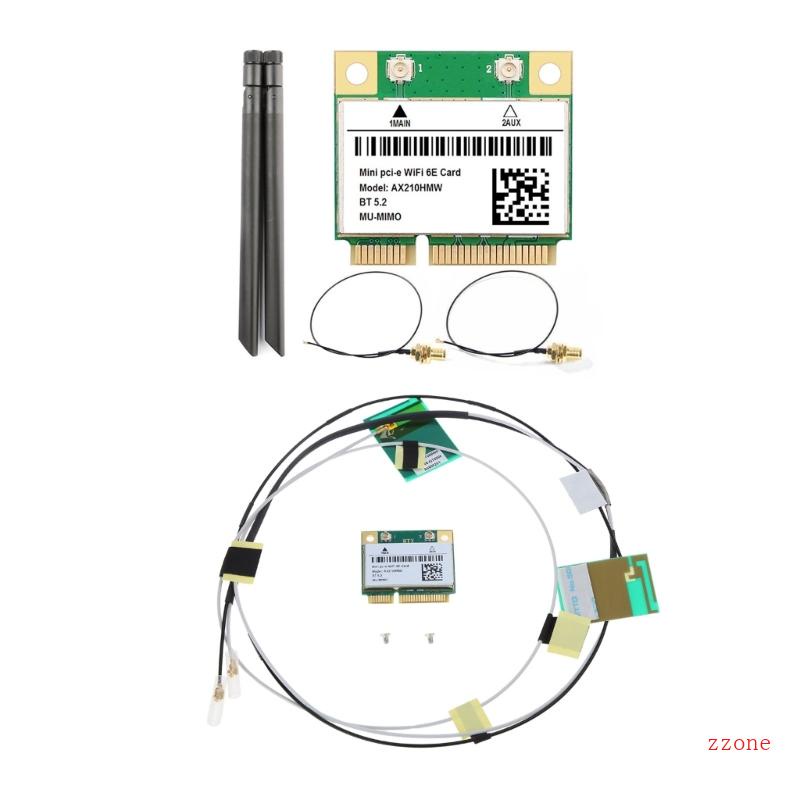 Ăng Ten Thu Sóng WIFI 6E 5G Không Dây MINI PCIE AX210 5374M 2 Module 8DB