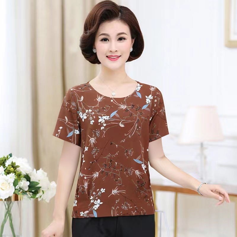 Áo Thun Tay Ngắn Size Lớn Thời Trang Cho Phụ Nữ Trung Niên