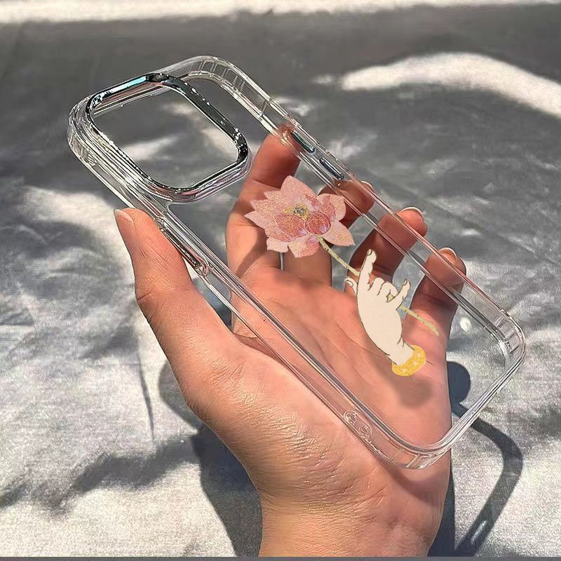 ✅Ốp Điện Thoại Dẻo Họa Tiết Hoa Sen Đơn Giản Chống Sốc Cho iPhone12 / max 11 13In 7 8 14pro IAT8