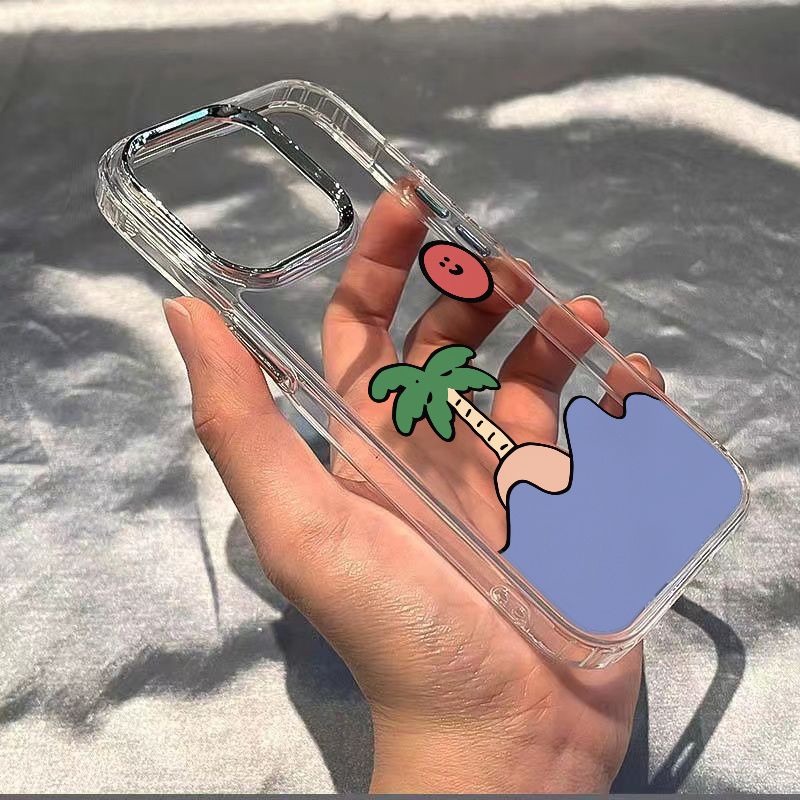 ✅Ốp Điện Thoại Mềm Chống Sốc Họa Tiết Cây Dừa Đơn Giản Cho Iphone 11 12 14Pro 7 8 13