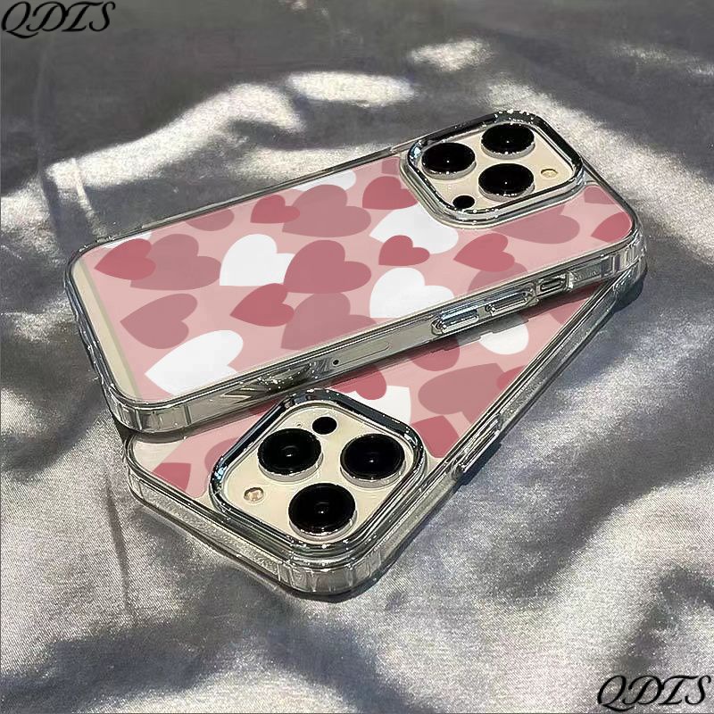 ✅Ốp Điện Thoại Dẻo Họa Tiết Trái Tim Màu Hồng / Trắng Thời Trang Chống Sốc Cho iPhone1278 0GSA 11 13Plus14Promax
