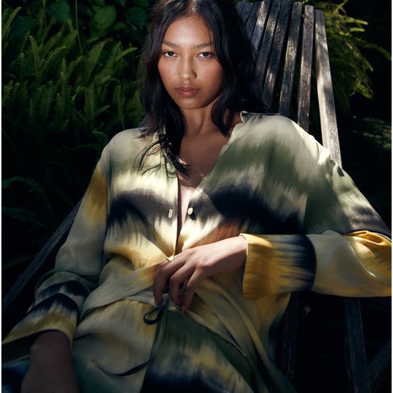 Zara Bộ Áo Sơ Mi Nhuộm Màu Dài Tay Phối Quần Lưng Cao Thời Trang Mùa Hè Năng Động 8372231 8372131