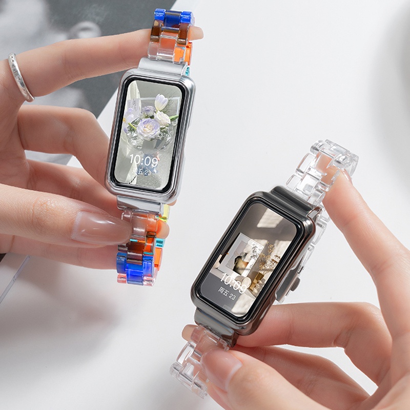 Dây Đeo Đồng Hồ Trong Suốt Nhiều Màu Sắc Bằng Kim Loại Cho Huawei Band 8 Band 7