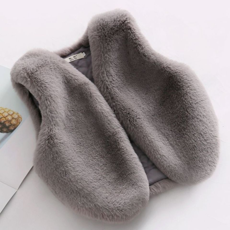 Áo Khoác Ghi Lê Giả Lông Cáo Dày Dặn Giữ Ấm Thời Trang Cho Bé Trai Và Gái