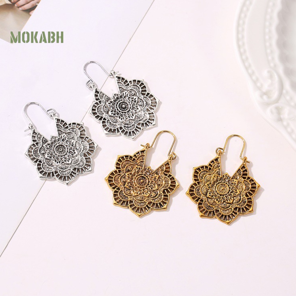 [Mok Abh] Khuyên Tai Họa Tiết Hình Hoa Kiểu Dáng Vintage