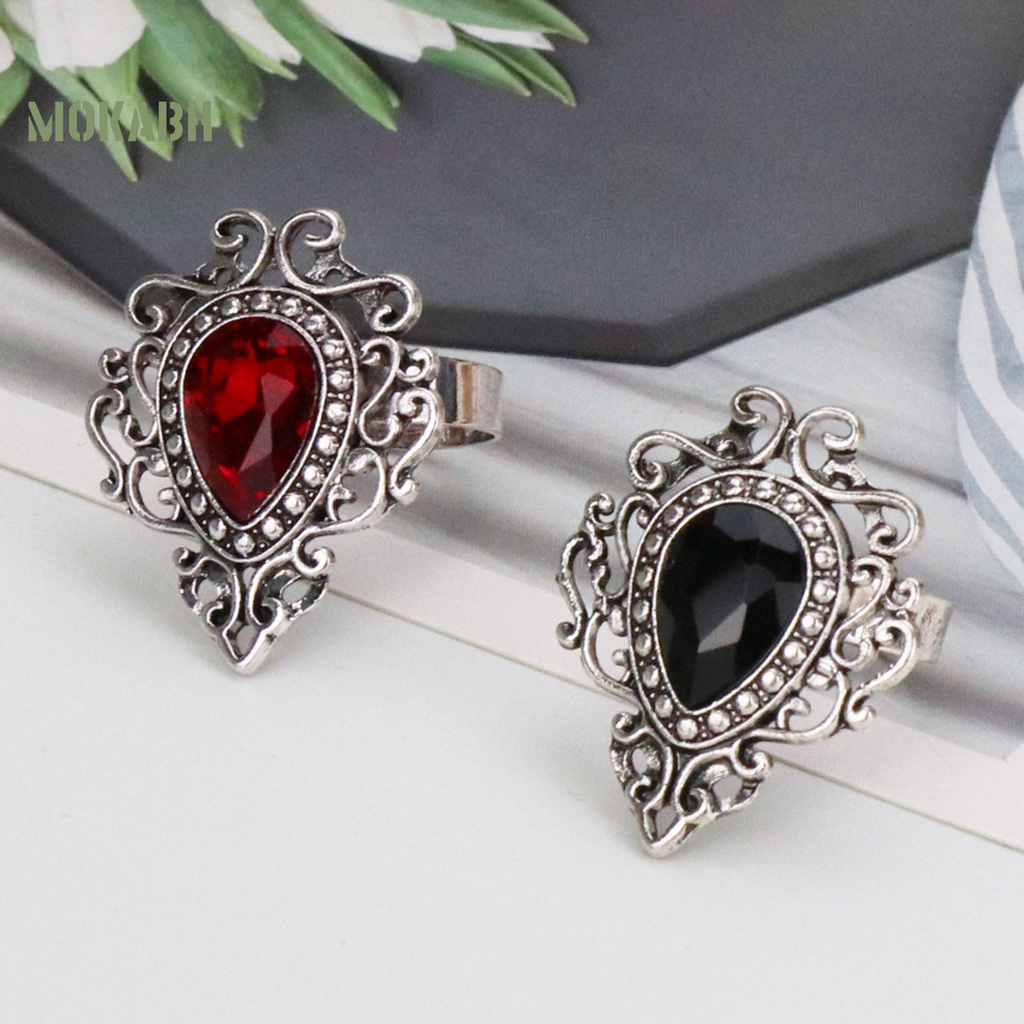 Nhẫn Hở Bằng Hợp Kim Đính Đá Nhân Tạo Hình Trái Tim Phong Cách Bohemia Dành Cho Nam Nữ