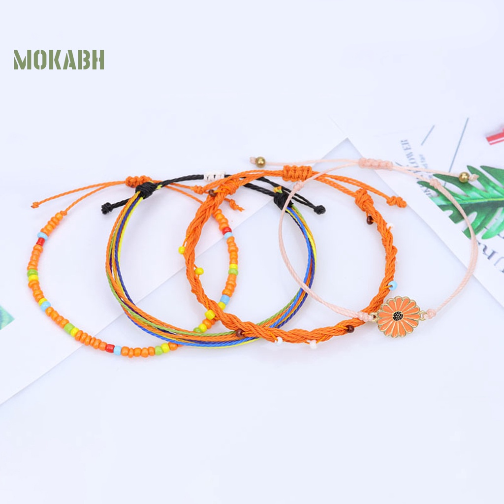 4 Vòng Đeo Tay Chống Thấm Nước Bằng Hợp Kim Phong Cách Bohemian Thời Trang Cho Nữ