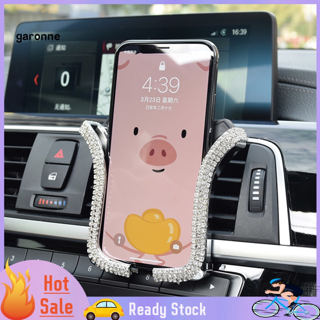 Giá Đỡ Điện Thoại Hình Chữ U Đính Đá Bằng Nhựa Gắn Lỗ Thông Gió Xe Hơi