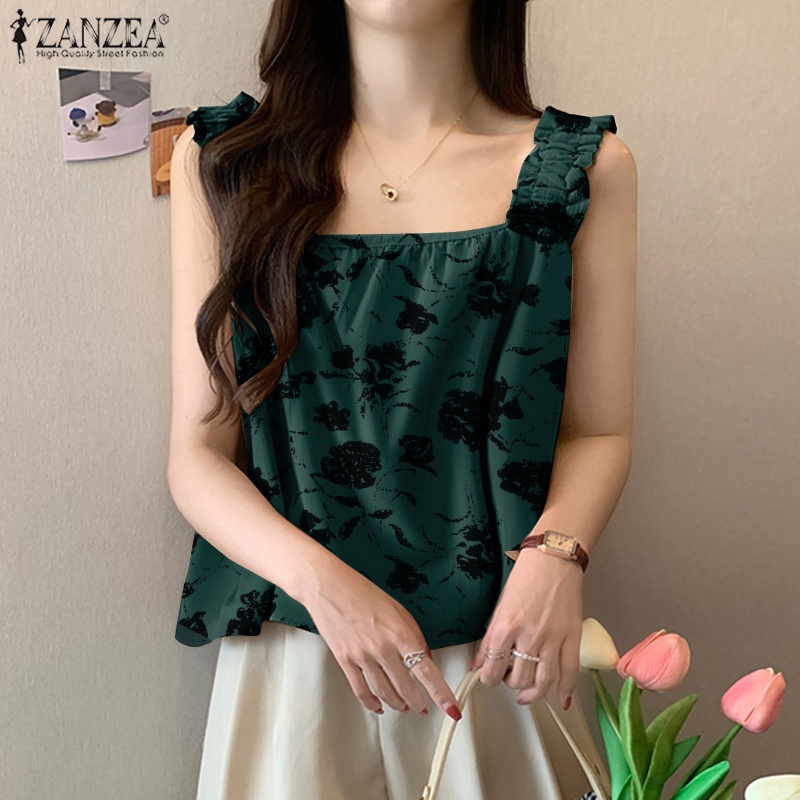 Zanzea Áo Nữ Cộc Tay Cổ Vuông Thời Trang Hàn