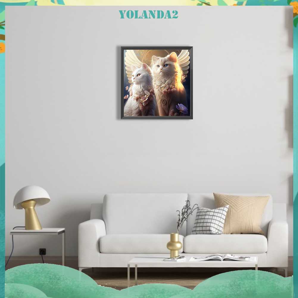 Tranh Đính Đá Kim Cương Toàn Bộ 5D DIY Hình Vẽ Mèo Trang Trí Nhà Cửa