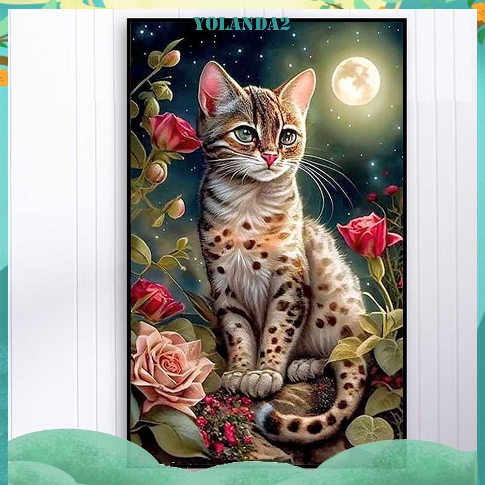 Tranh Đính Đá Kim Cương Toàn Bộ 5D DIY Hình Vẽ Mèo Trang Trí Nhà Cửa