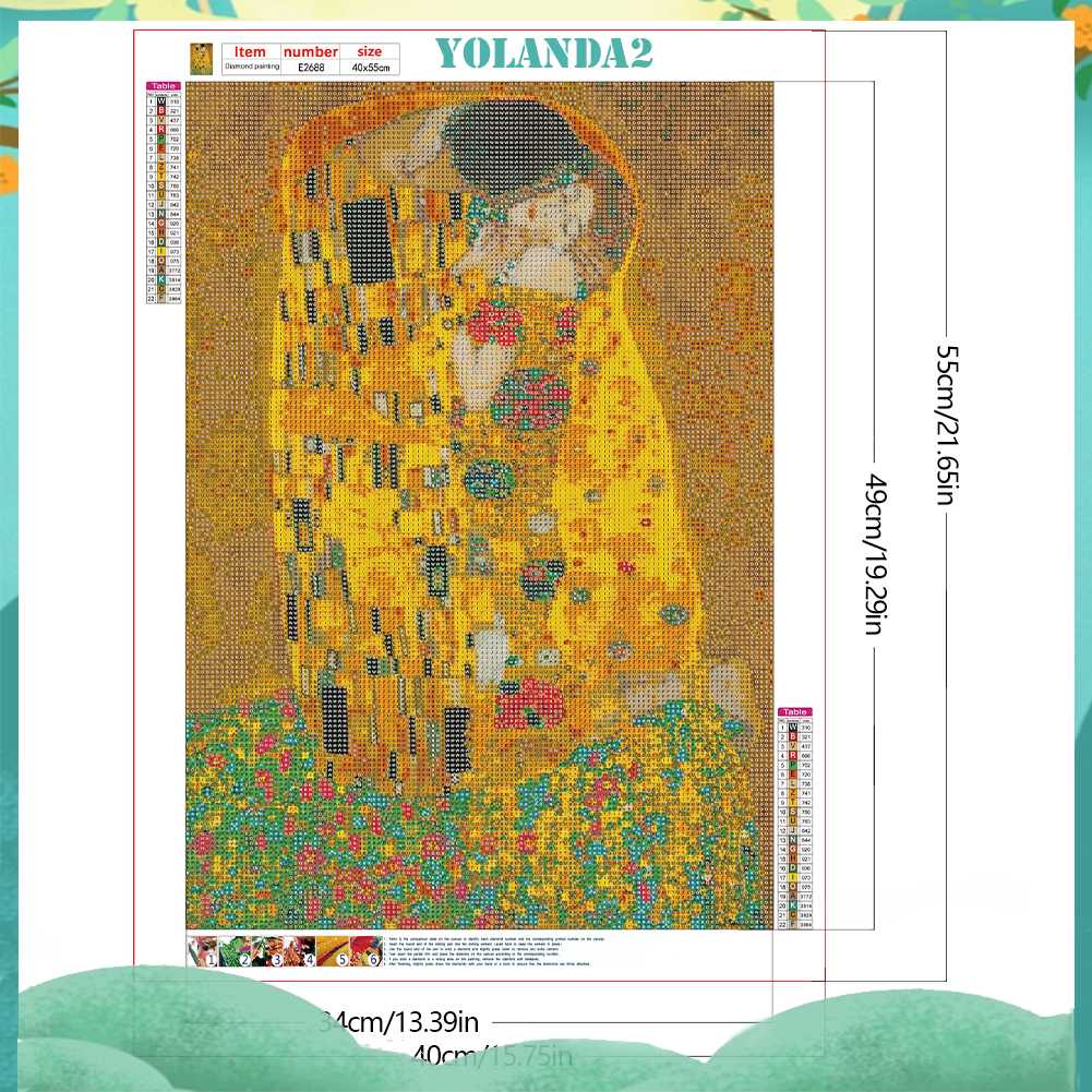 Tranh Đính Đá Kim Cương Toàn Bộ 5D DIY Hình Vẽ Nụ Hôn Trang Trí Nhà Cửa