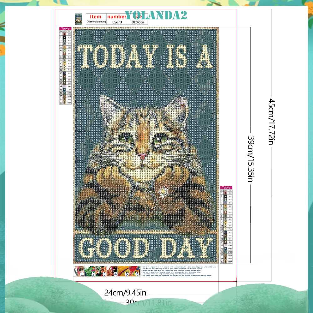 Tranh Đính Đá Kim Cương Toàn Bộ 5D DIY Hình Vẽ Mèo Và Chữ Trang Trí Nhà Cửa