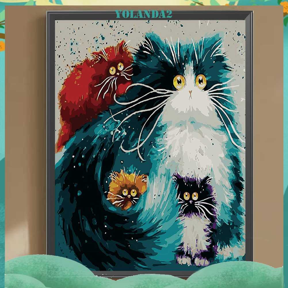 Tranh Đính Đá Kim Cương Toàn Bộ 5D DIY Hình Vẽ Mèo Trang Trí Nhà Cửa