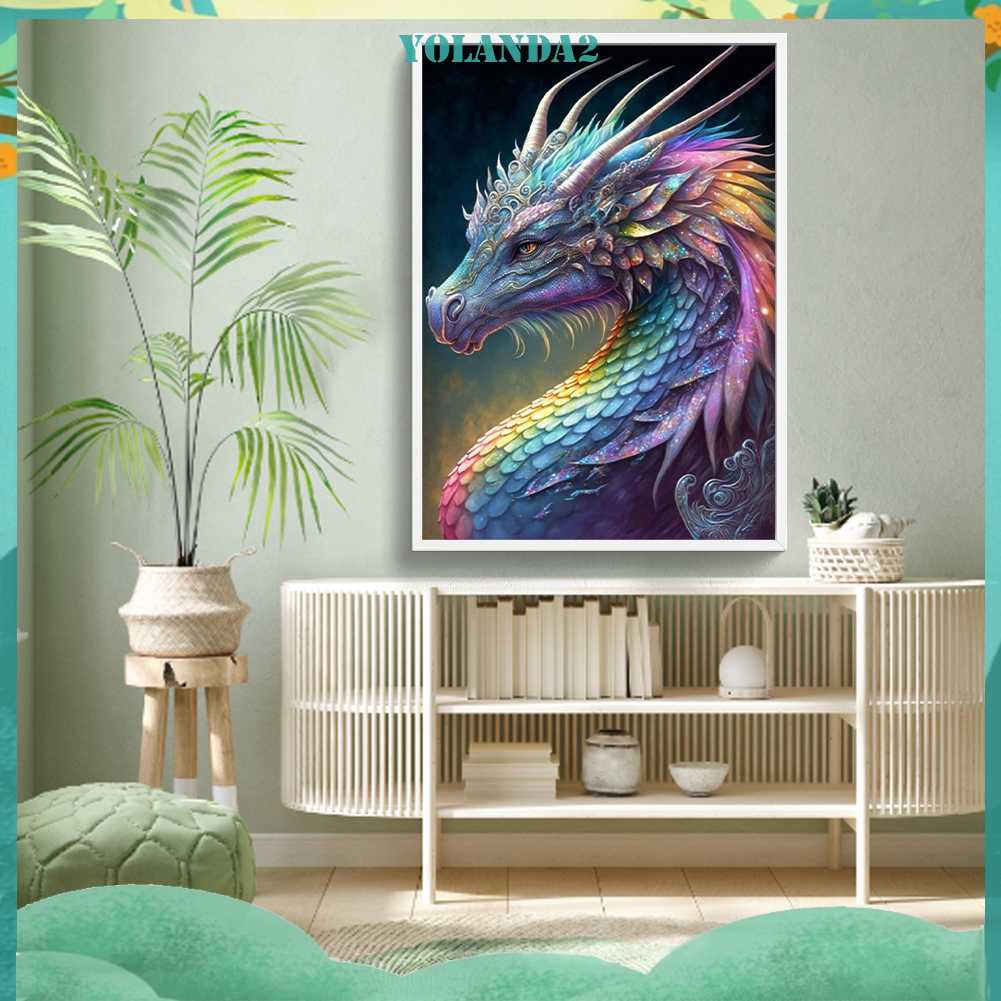 Tranh Đính Đá Kim Cương Toàn Bộ 5D DIY Hình Vẽ Rồng Trang Trí Nhà Cửa