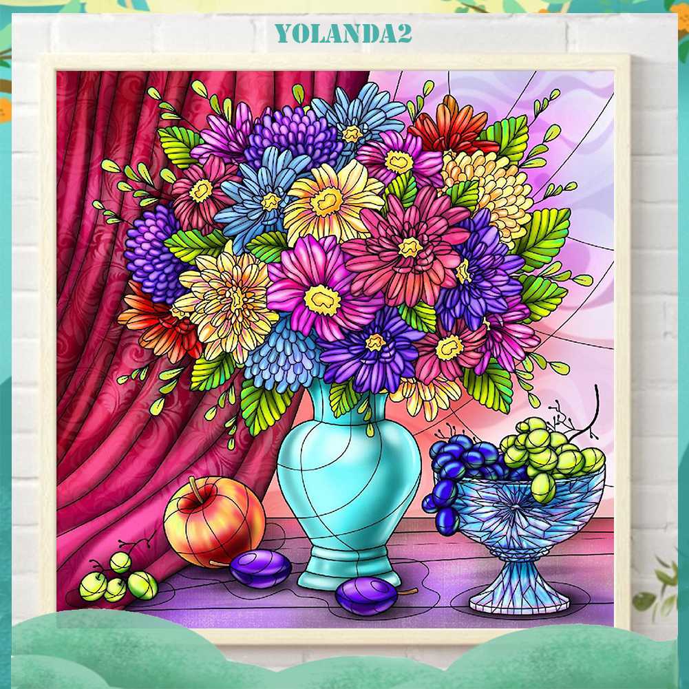 Tranh Đính Đá Kim Cương Toàn Bộ 5D DIY Hình Vẽ Hoa Trang Trí Nhà Cửa